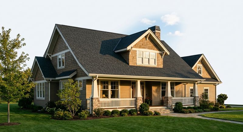 Craftsman-style home with a newly installed charcoal architectural shingle roof